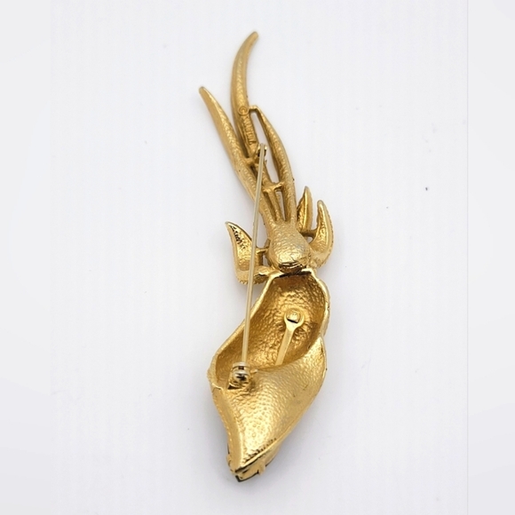 Vintage Signed SARAH COV Goldtone Rhinestones Large FLOWER Shape Pin Brooch - Picture 3 of 4